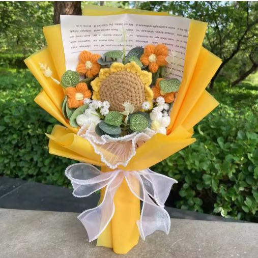 Charming Crochet Sunflower Bouquet
