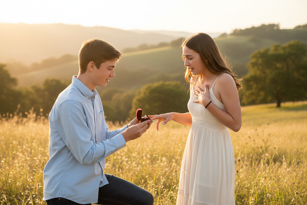 a teen give a promise ring to his girl